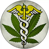 Cannabis Caduceus Novelty Metal Circular Sign 8" (UC)