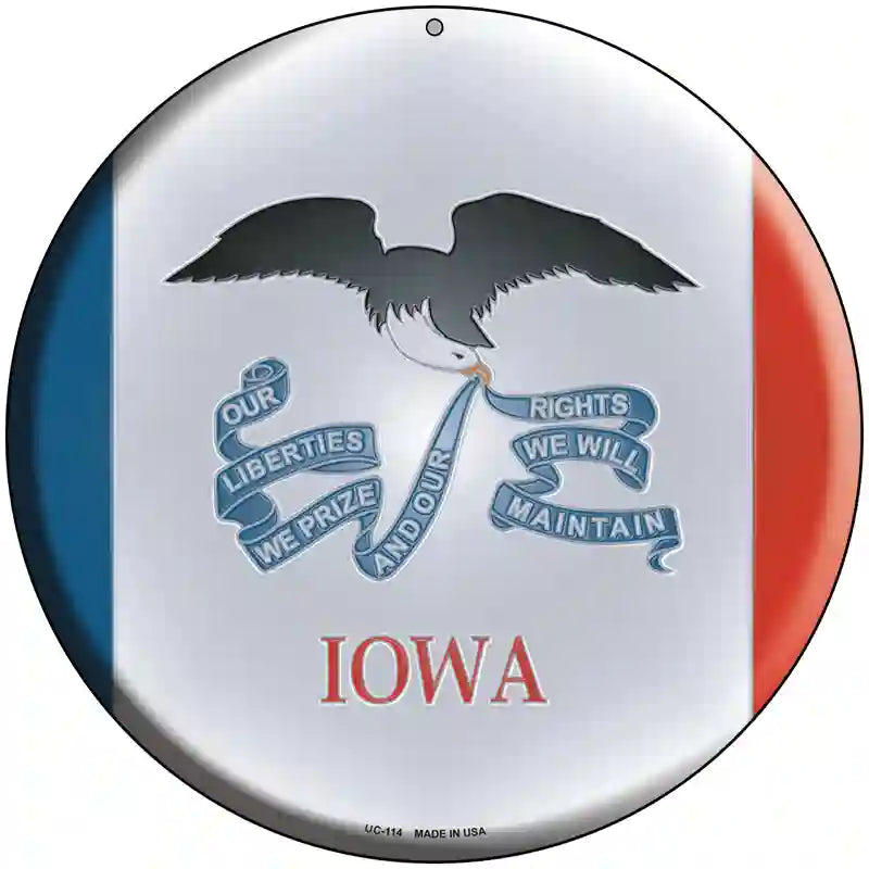 Iowa State Flag Metal Circular Sign 8" (UC)