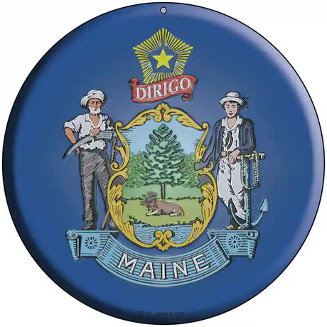 Maine State Flag Metal Circular Sign 8" (UC)