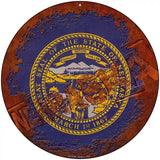 Nebraska Rusty Stamped Novelty Metal Circular Sign 8" (UC)