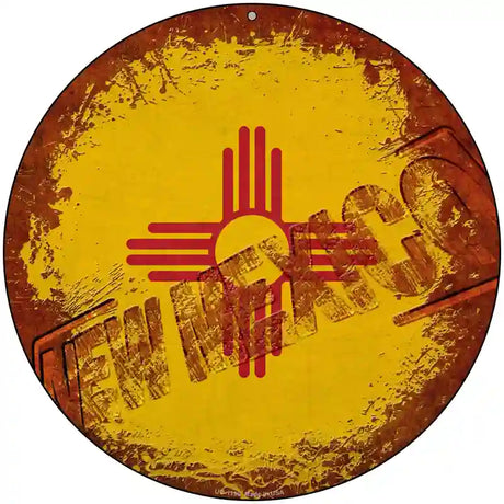 New Mexico Rusty Stamped Novelty Metal Circular Sign 8" (UC)