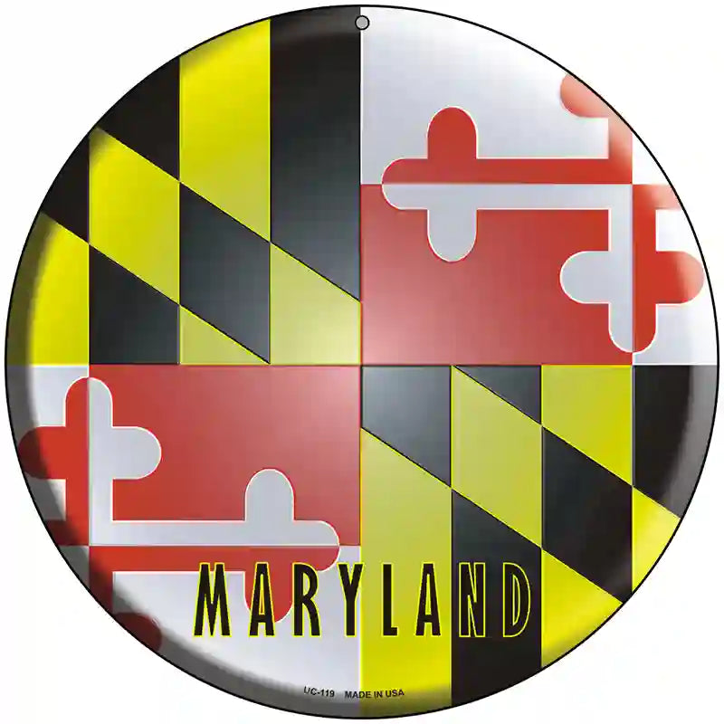 Maryland State Flag Metal Circular Sign 8" (UC)