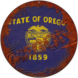 Oregon Rusty Stamped Novelty Metal Circular Sign 8" (UC)