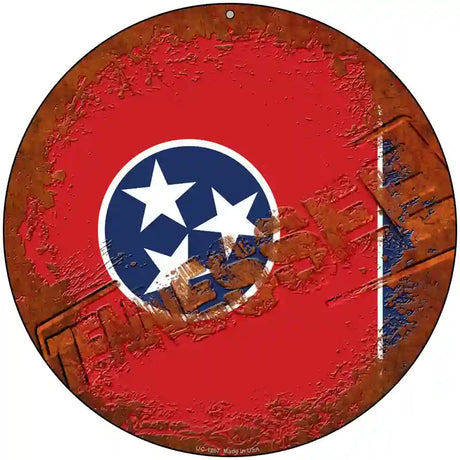 Tennessee Rusty Stamped Novelty Metal Circular Sign 8" (UC)