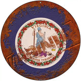 Virginia Rusty Stamped Novelty Metal Circular Sign 8" (UC)