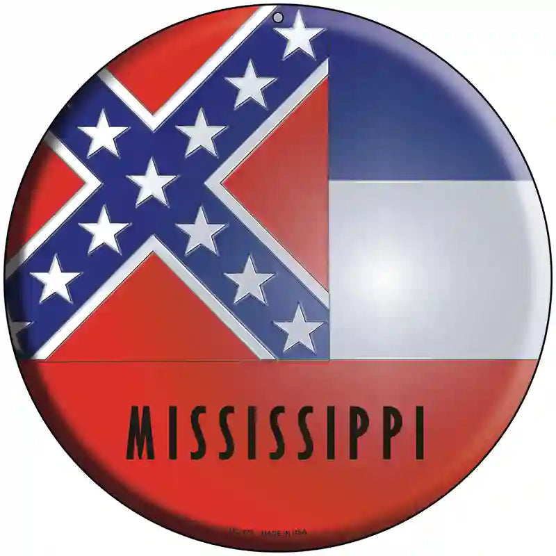 Mississippi State Flag Metal Circular Sign 8" (UC)