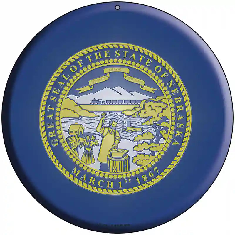 Nebraska State Flag Metal Circular Sign 8" (UC)