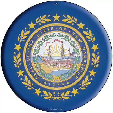 New Hampshire State Flag Metal Circular Sign 8" (UC)