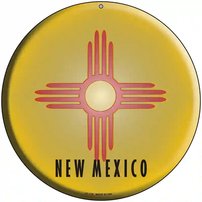 New Mexico State Flag Metal Circular Sign 8" (UC)