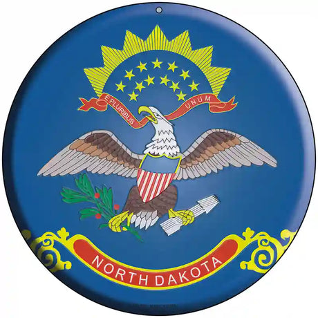 North Dakota State Flag Metal Circular Sign 8" (UC)