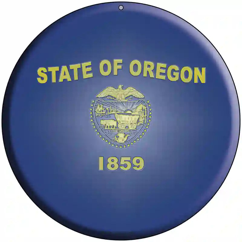 Oregon State Flag Metal Circular Sign 8" (UC)