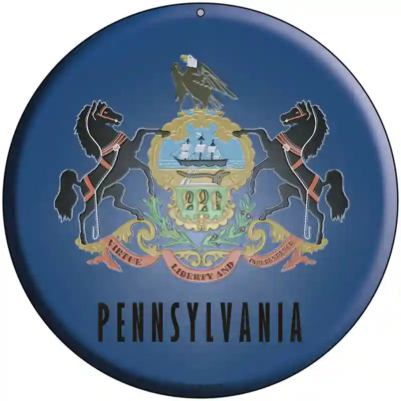 Pennsylvania Flag Metal Circular Sign 8" (UC)