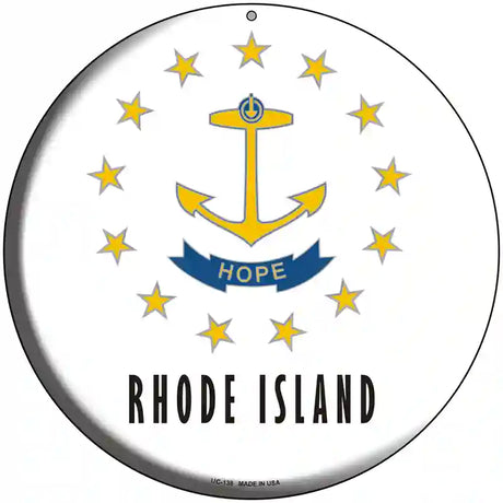 Rhode Island State Flag Metal Circular Sign 8" (UC)