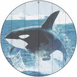 Whale Out of Water Novelty Metal Circular Sign 8" (UC)