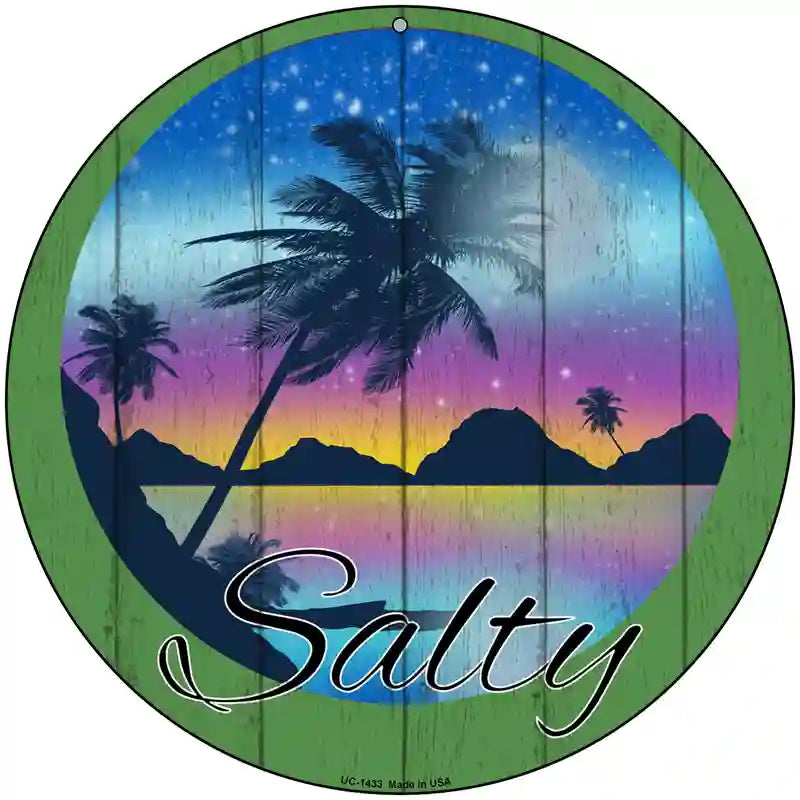 Salty Beach Scene Novelty Metal Circular Sign 8" (UC)