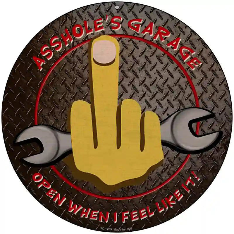 Flip Off Wrench Novelty Metal Circular Sign 8" (UC)