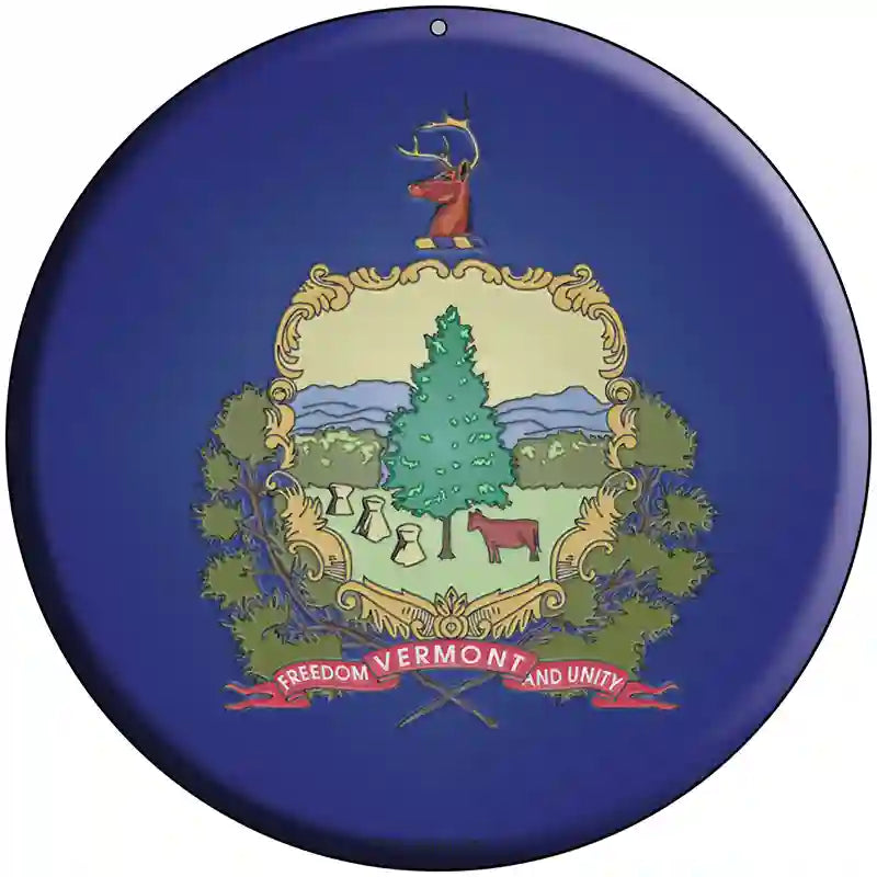 Vermont State Flag Metal Circular Sign 8" (UC)