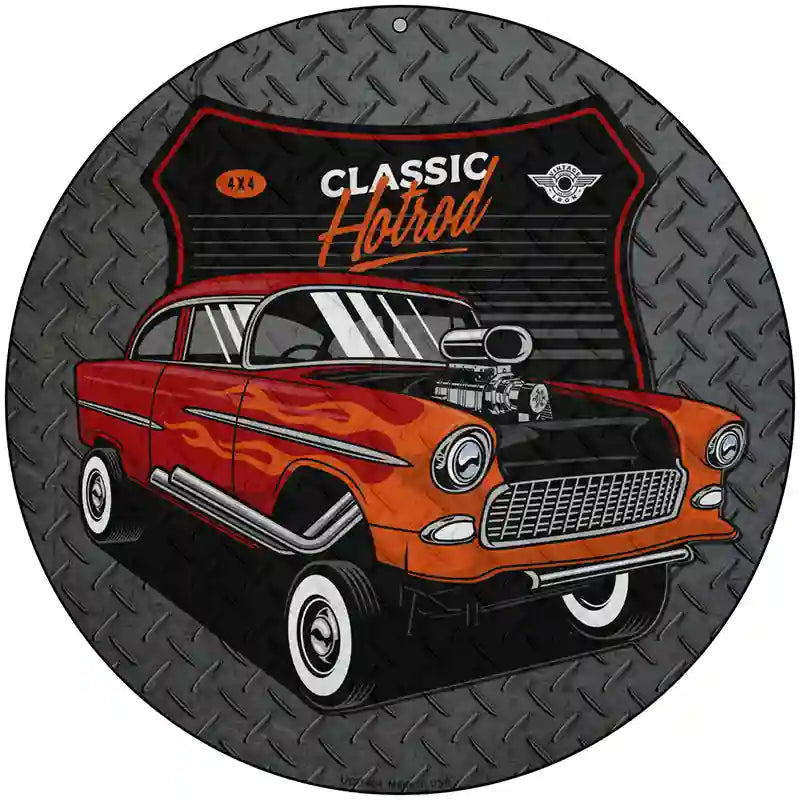 Lifted Orange Hotrod Novelty Metal Circular Sign 8" (UC)