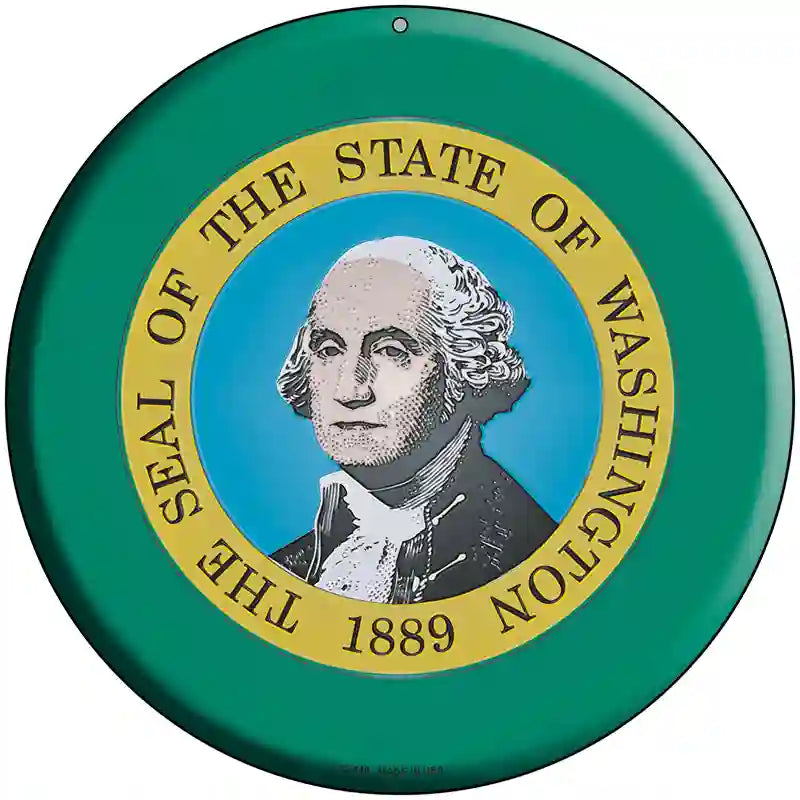 Washington State Flag Metal Circular Sign 8" (UC)