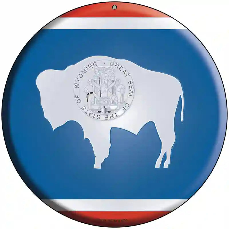 Wyoming State Flag Metal Circular Sign 8" (UC)