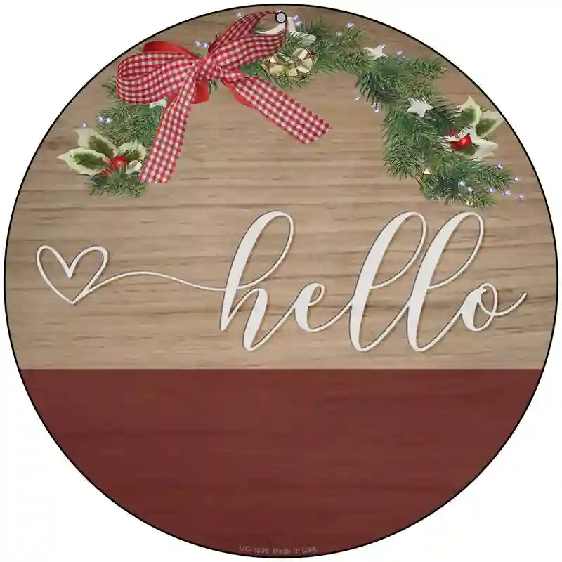 Heart Hello Novelty Metal Circle Sign 8" (UC)