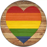 Heart Rainbow Novelty Metal Circle Sign 8" (UC)