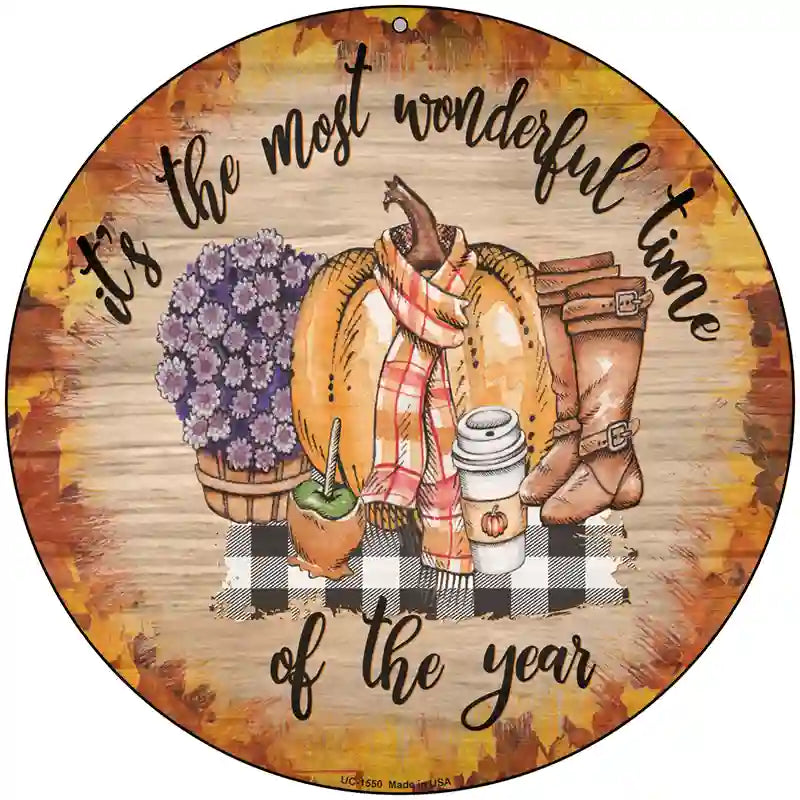 Wonderful Time Of Year Novelty Metal Circle Sign 8" (UC)