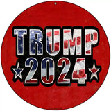 Trump 2024 American Flag Novelty Metal Circle Sign 8" (UC)