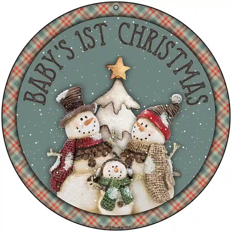 Babys First Christmas Novelty Metal Circle Sign 8" (UC)