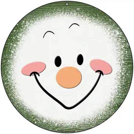 Dark Green Snowman Face Novelty Metal Circle Sign 8" (UC)