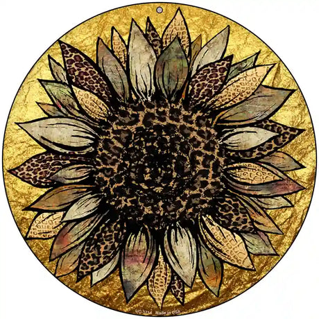 Western Sunflower Novelty Metal Circle Sign 8" (UC)