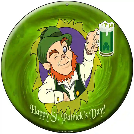 Happy St. Patricks Day Novelty Metal Circular Sign 8" (UC)