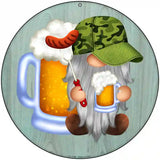 Beer Camo Grilling Gnome Novelty Metal Circle Sign 8" (UC)