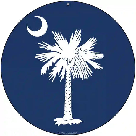 South Carolina Flag Novelty Metal Circle Sign C-1783 8" (UC)