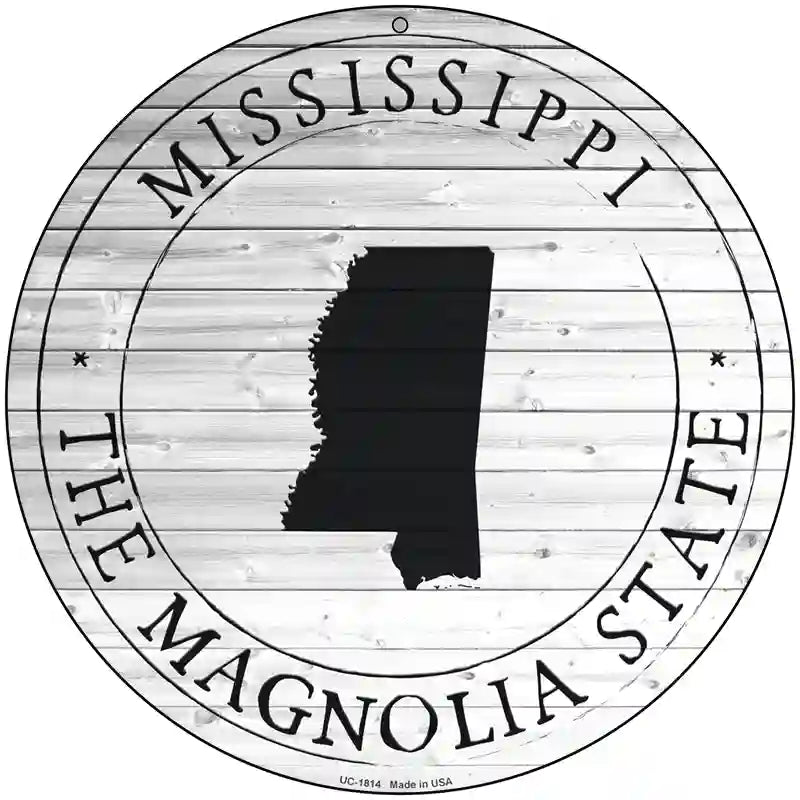 Mississippi Magnolia State Novelty Metal Circle Sign C-1814 8" (UC)