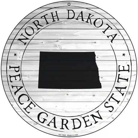 North Dakota Peace Garden State Novelty Metal Circle Sign C-1824 8" (UC)