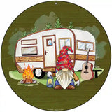 Camping Gnome Novelty Metal Circle Sign 8" (UC)