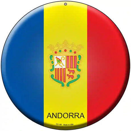 Andorra Country Novelty Metal Circular Sign 8" (UC)