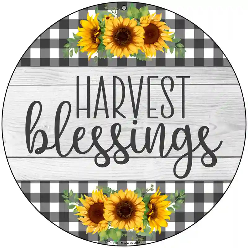 Harvest Blessings Novelty Metal Circle Sign 8" (UC)