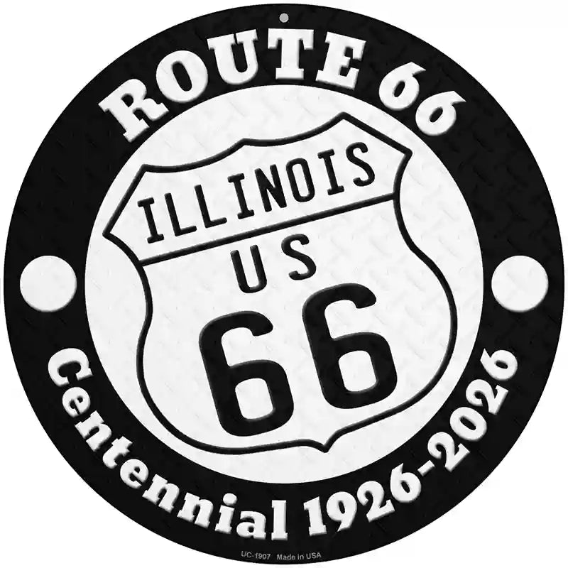 Illinois Route 66 Centennial Novelty Metal Circle Sign 8" (UC)