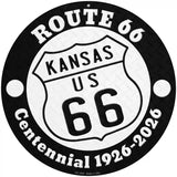 Kansas Route 66 Centennial Novelty Metal Circle Sign 8" (UC)