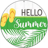 Hello Summer Flip Flops Novelty Metal Circle Sign 8" (UC)