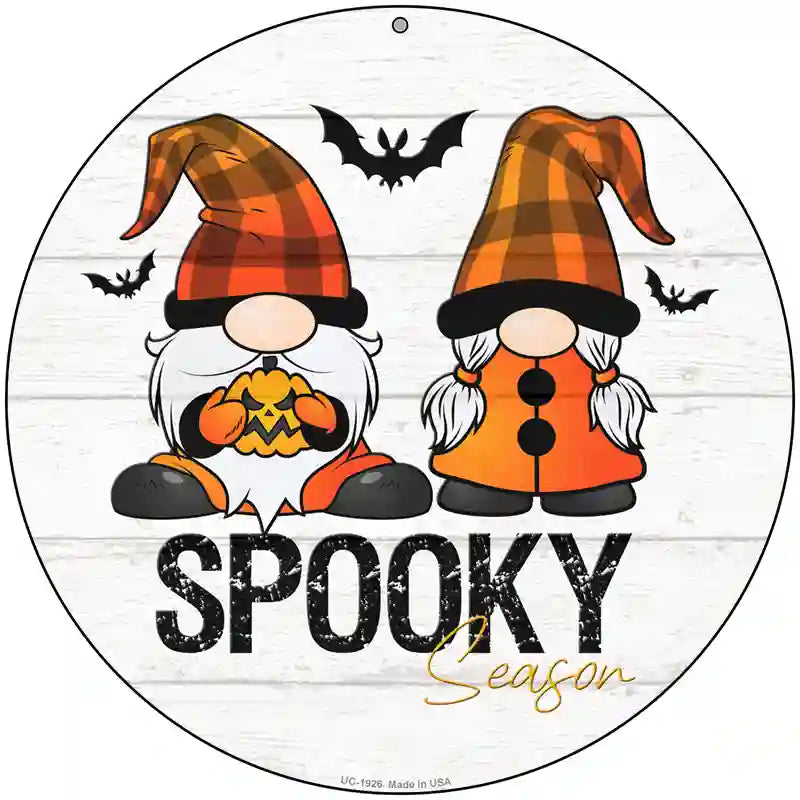 Spooky Season Gnomes Novelty Metal Circle Sign 8" (UC)