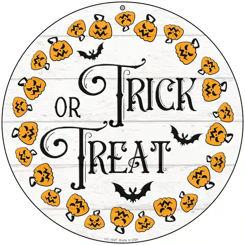 Trick Or Treat Pumpkin Ring Novelty Metal Circle Sign 8" (UC)