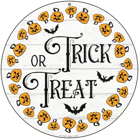 Trick Or Treat Pumpkin Ring Novelty Metal Circle Sign 8" (UC)