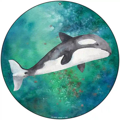 Whale Aqua Novelty Metal Circle Sign 8" (UC)