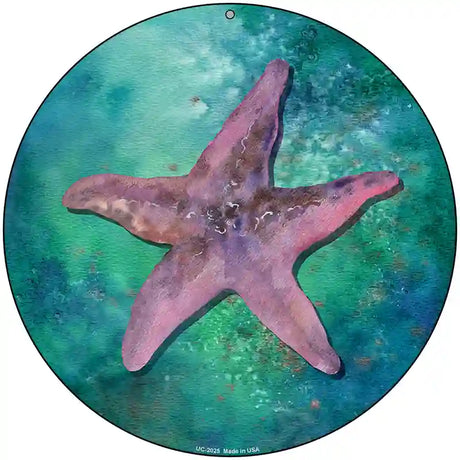 Starfish Aqua Novelty Metal Circle Sign 8" (UC)