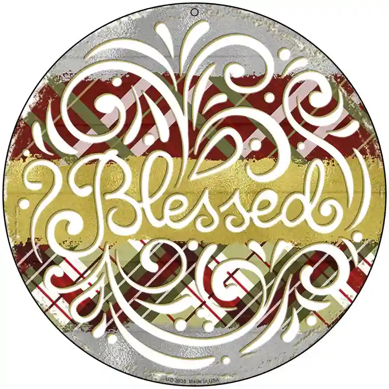 Blessed Christmas Novelty Metal Circle Sign 8" (UC)