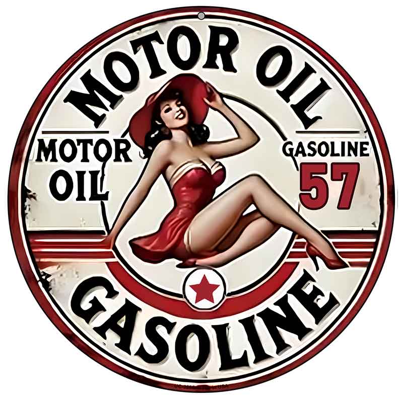 Motor Oil Gasoline Novelty Metal Circular Sign C-2095