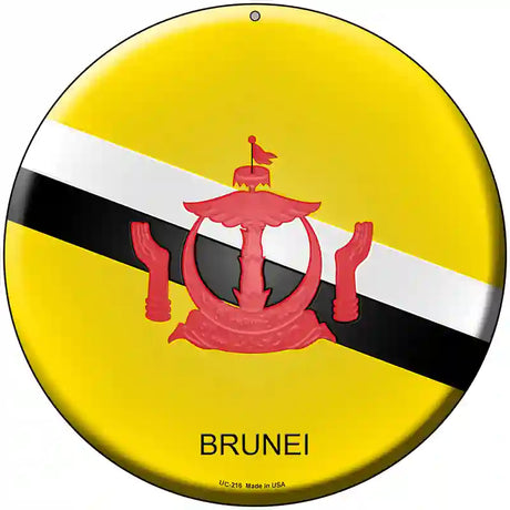 Brunei Country Novelty Metal Circular Sign 8" (UC)